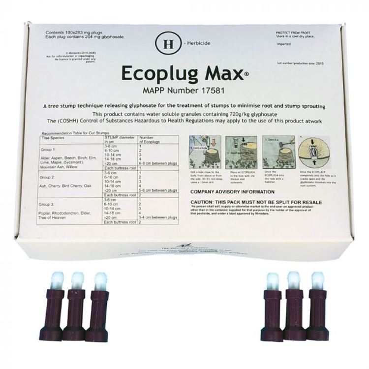 Ecoplug Max - Professional Glyphosate Tree Stump Killer, Pack of 100